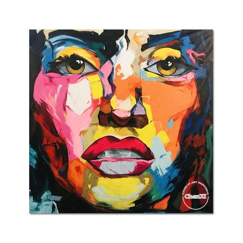 Bedroom Decor Large Lady Face Portrait Poster Art Oil Painting On Canvas Pure Hand-painted Palette Knife Acrylic Luxury Artwork